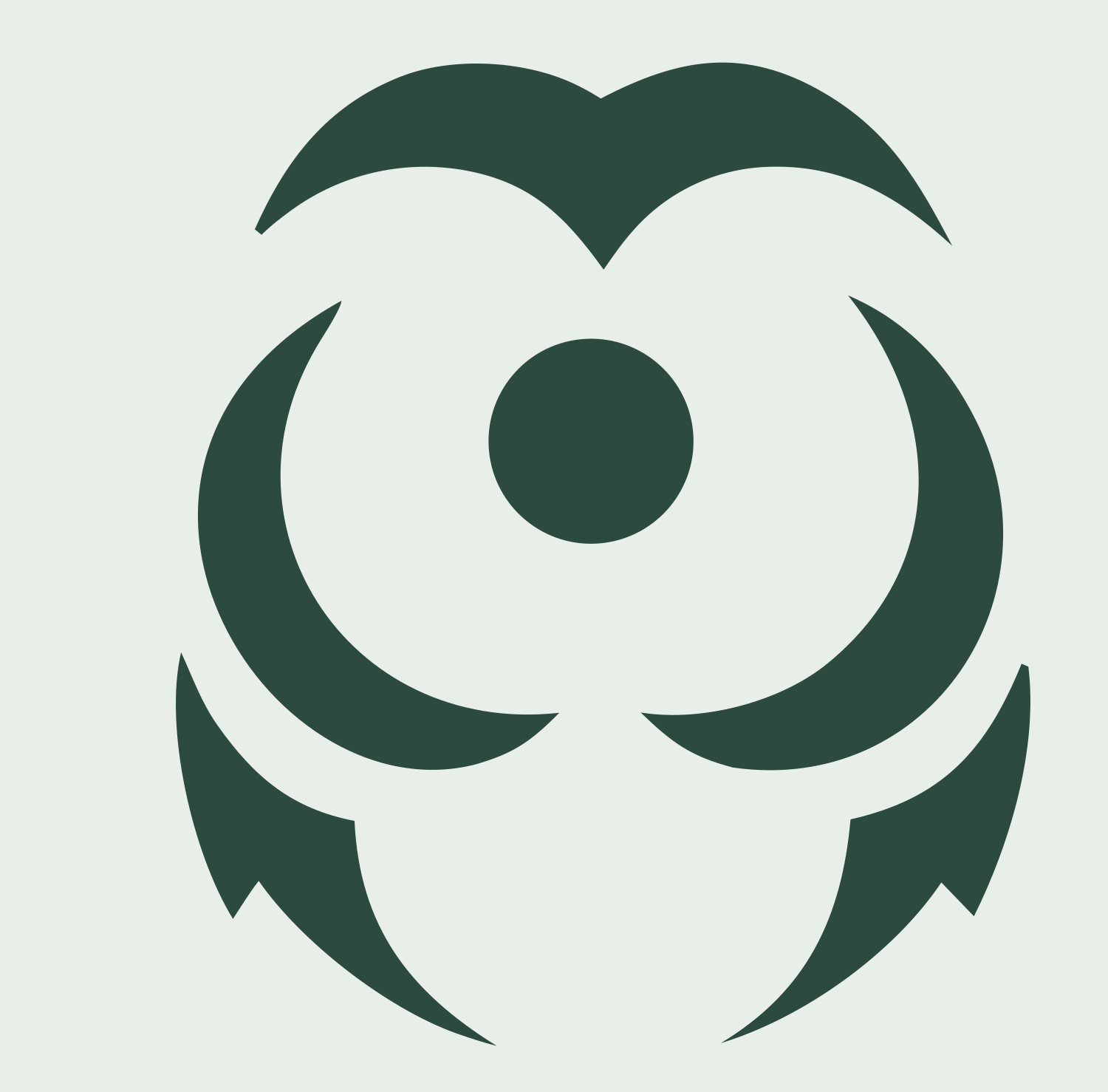 Negative Space Owl Leo Badge #e8efe9/#2d4a3e