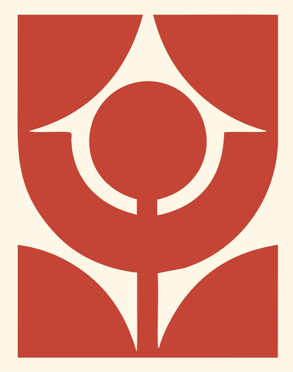 Geometric Virgo Star Badge #fff8e7/#c44536