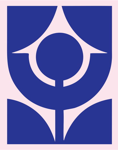 Geometric Virgo Star Badge #fce4ec/#283593