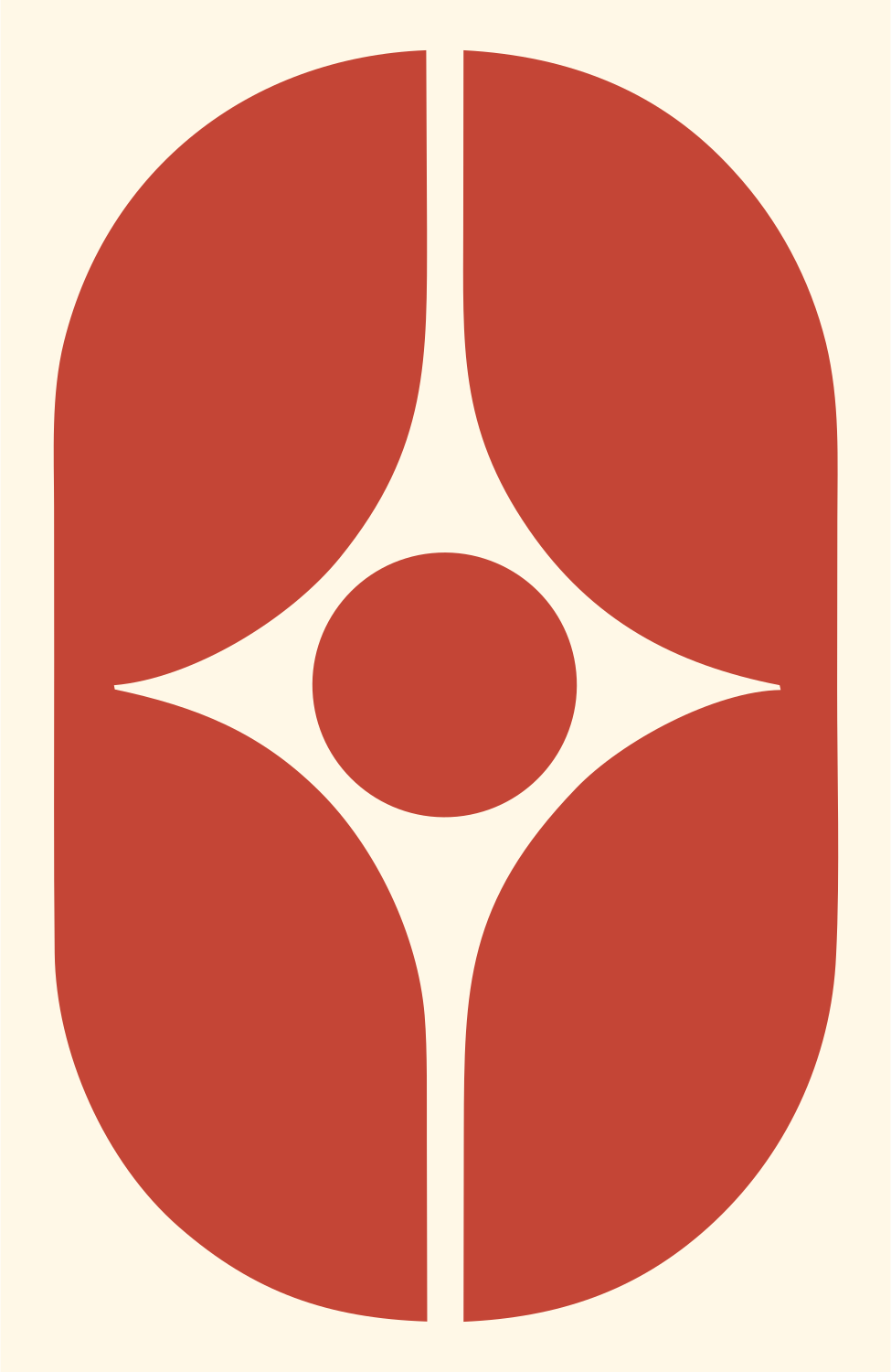 Negative Space Virgo Circle Mark #fff8e7/#c44536