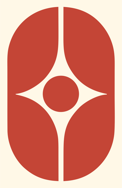 Negative Space Virgo Circle Mark #fff8e7/#c44536