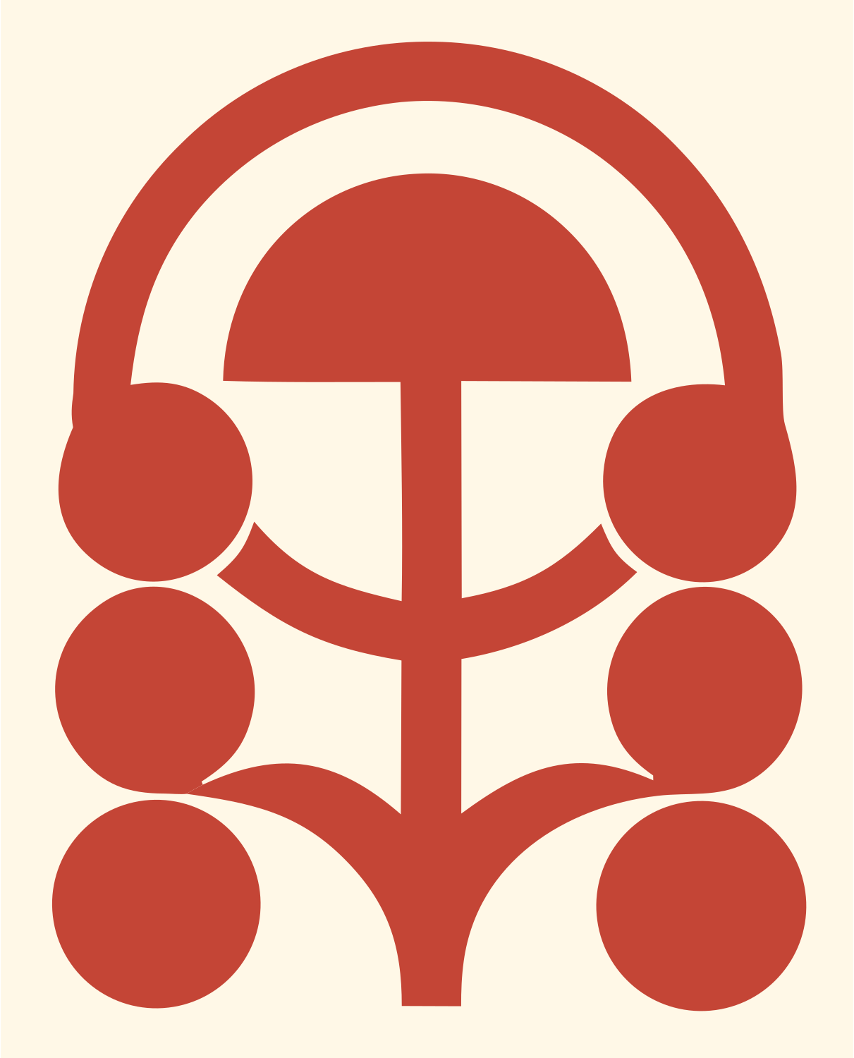 Geometric Tree Circles Crest #fff8e7/#c44536