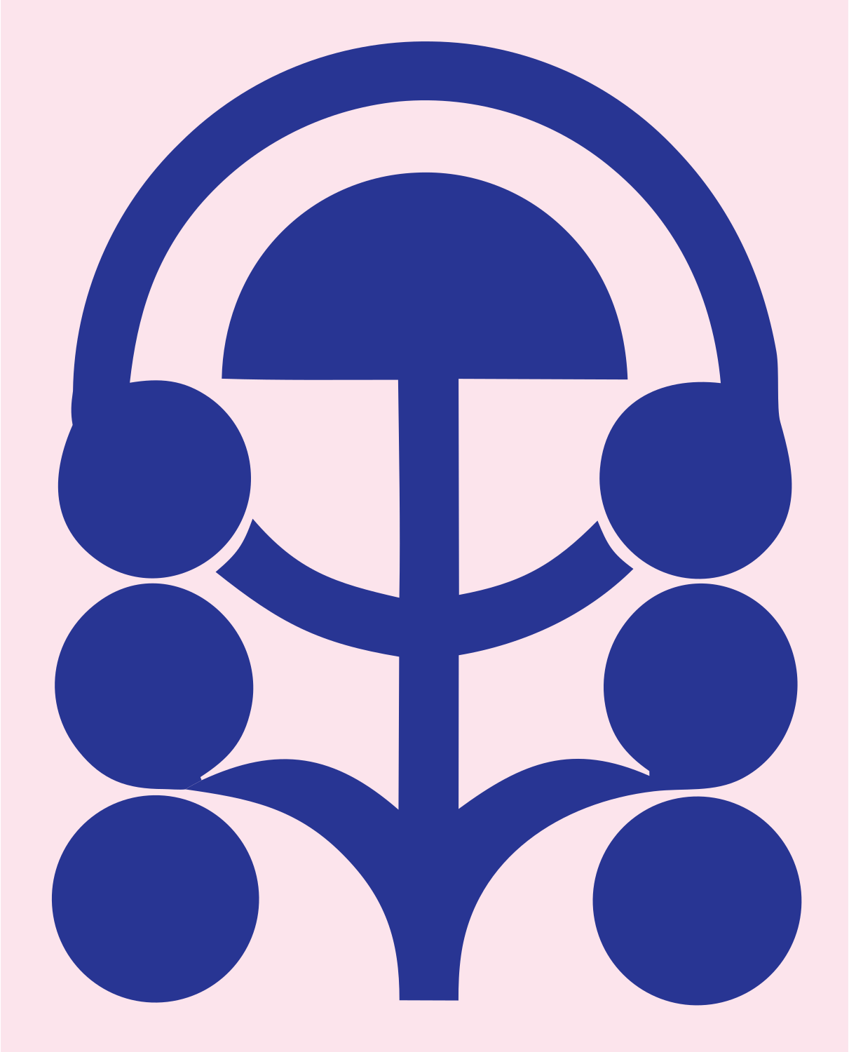 Geometric Tree Circles Crest #fce4ec/#283593