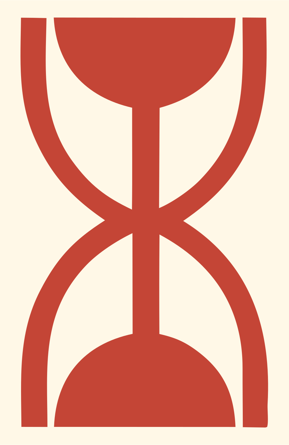 Bold Hourglass Virgo Mark #fff8e7/#c44536