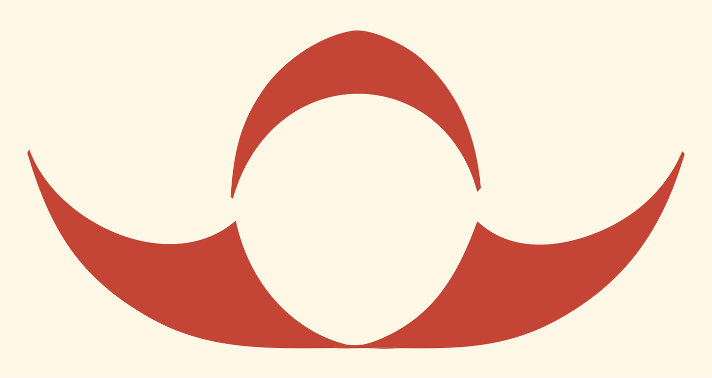Negative Space Libra Mustache Icon #fff8e7/#c44536