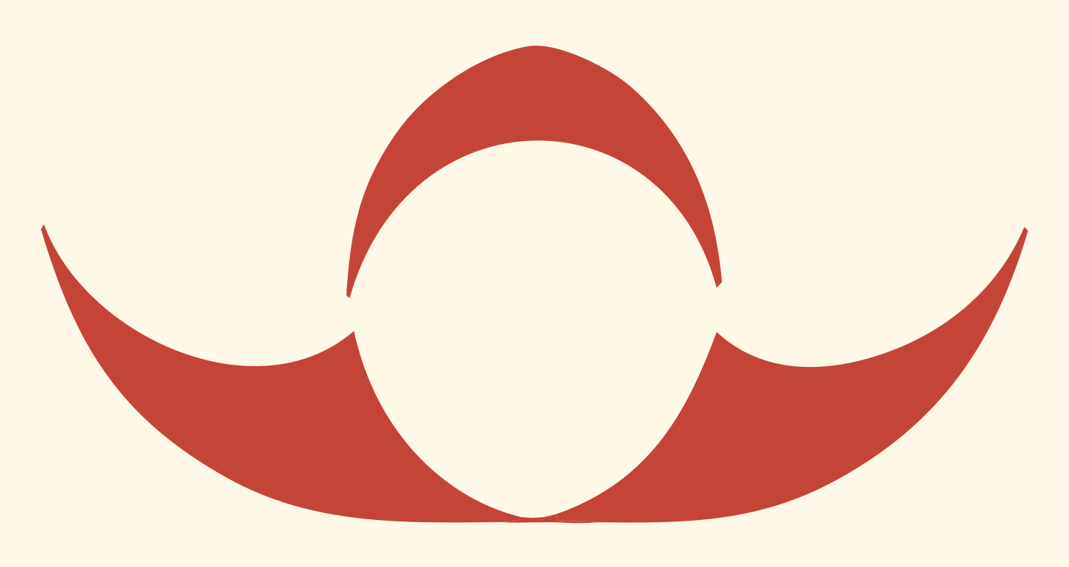 Negative Space Libra Mustache Icon #fff8e7/#c44536
