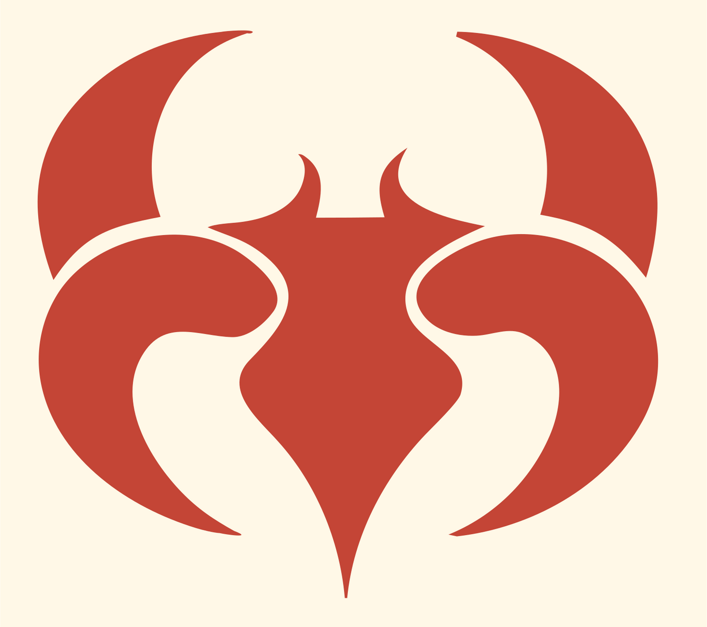 Horned Scorpio Symbol Badge #fff8e7/#c44536