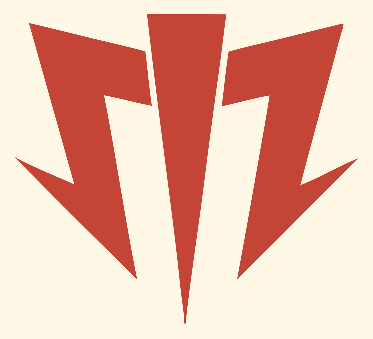 Triple Arrow Sagittarius Emblem #fff8e7/#c44536
