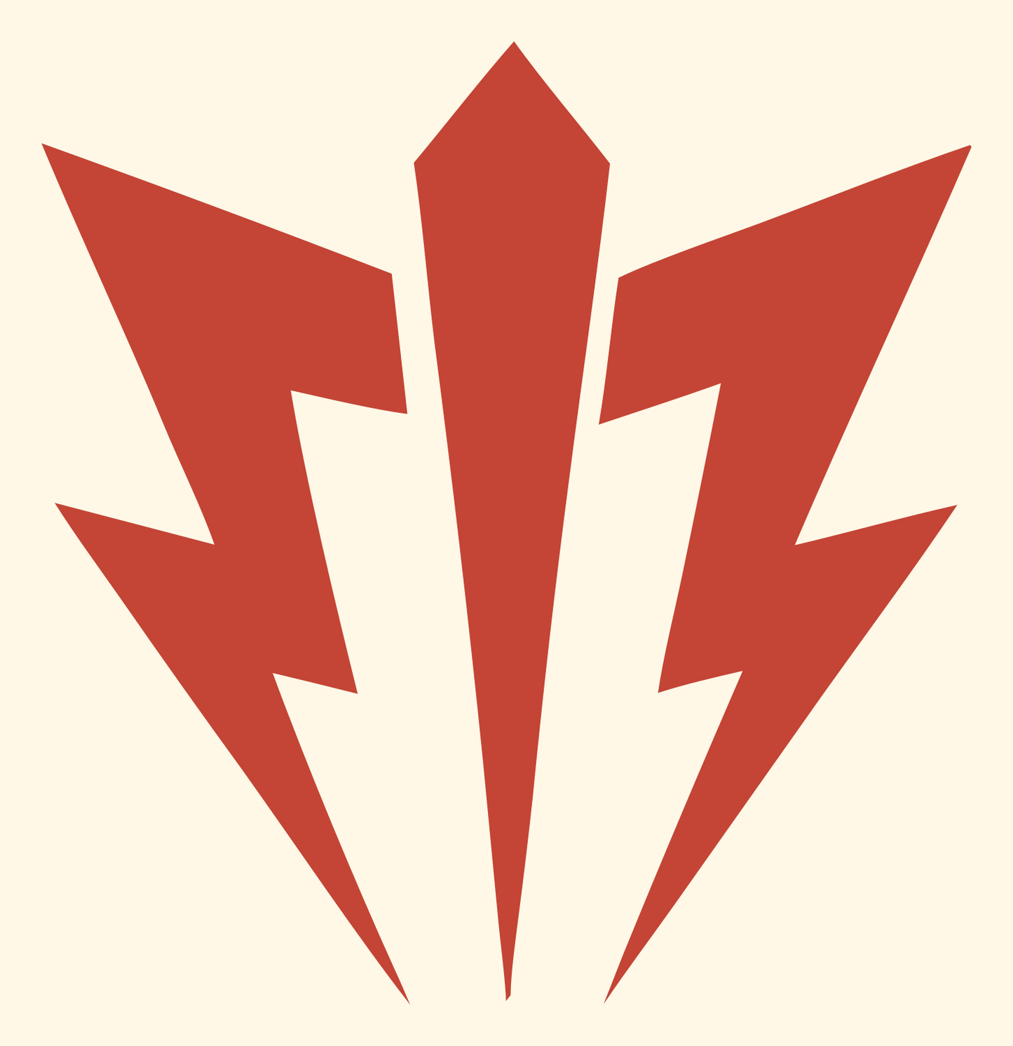 Triple Lightning Bolt Crest #fff8e7/#c44536