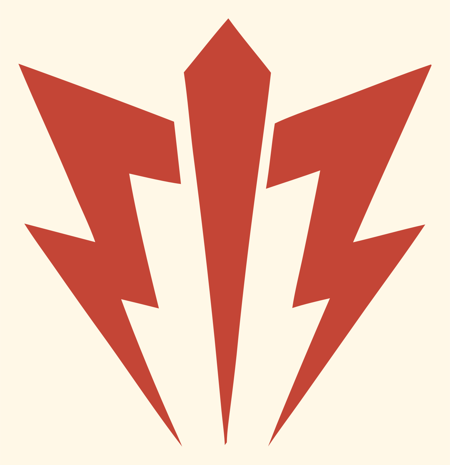Triple Lightning Bolt Crest #fff8e7/#c44536