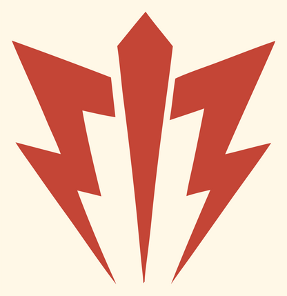 Triple Lightning Bolt Crest #fff8e7/#c44536