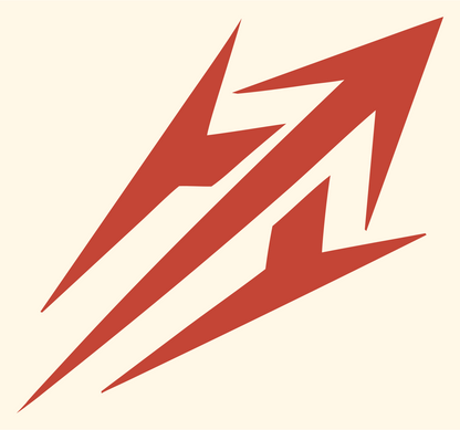 Industrial Sagittarius Slash Logo #fff8e7/#c44536