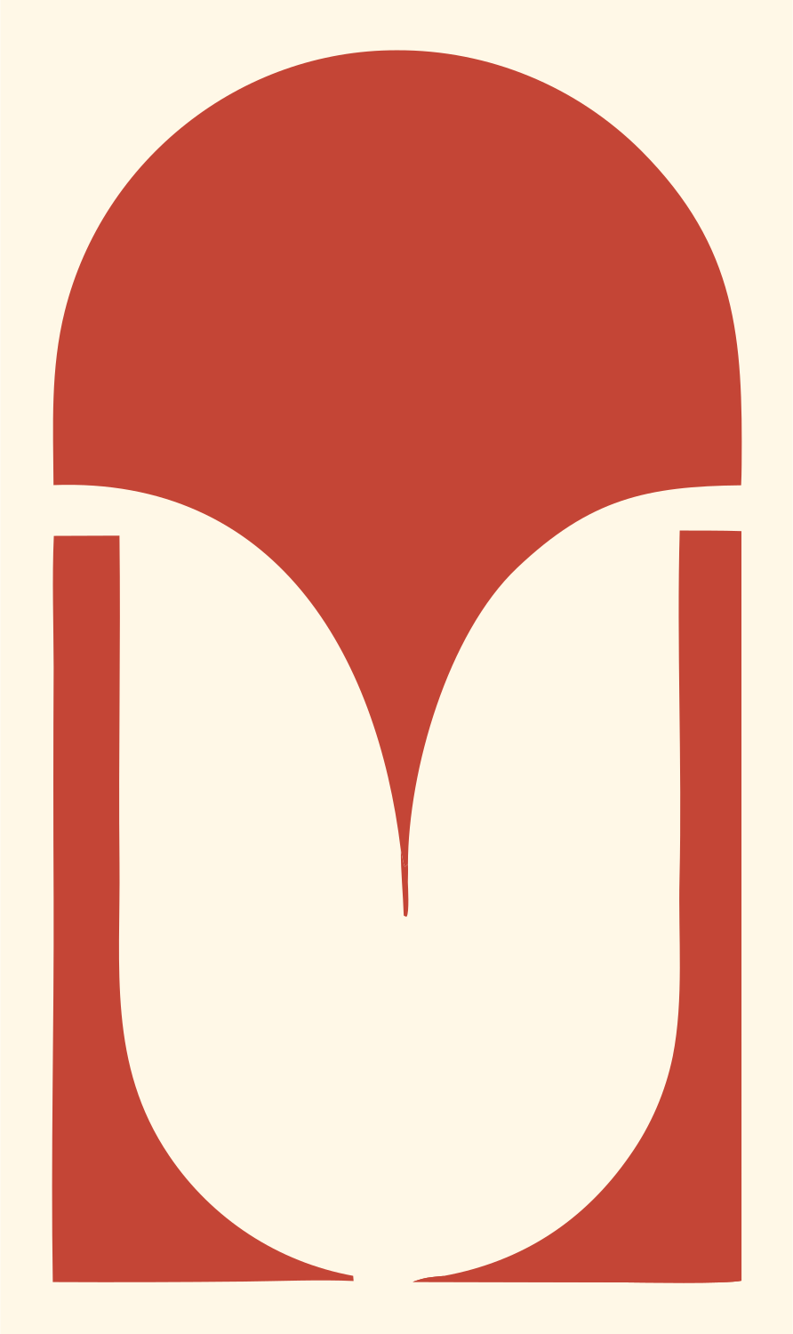 Negative Space Capricorn Arch Mark #fff8e7/#c44536