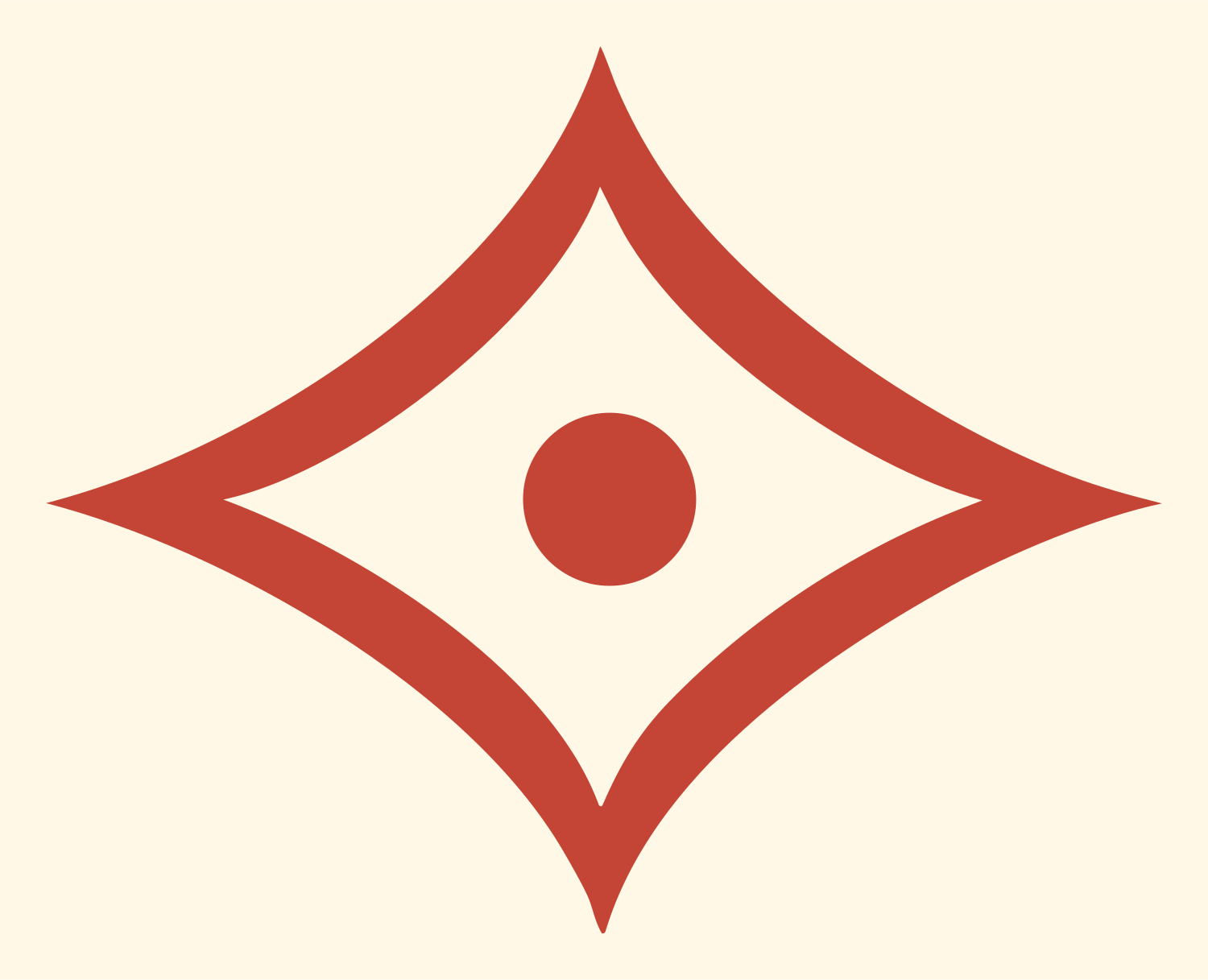 Bold Four-Point Star Eye Mark #fff8e7/#c44536