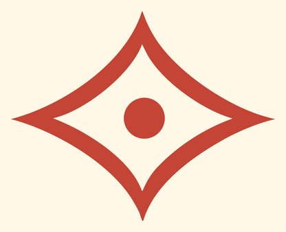 Bold Four-Point Star Eye Mark #fff8e7/#c44536