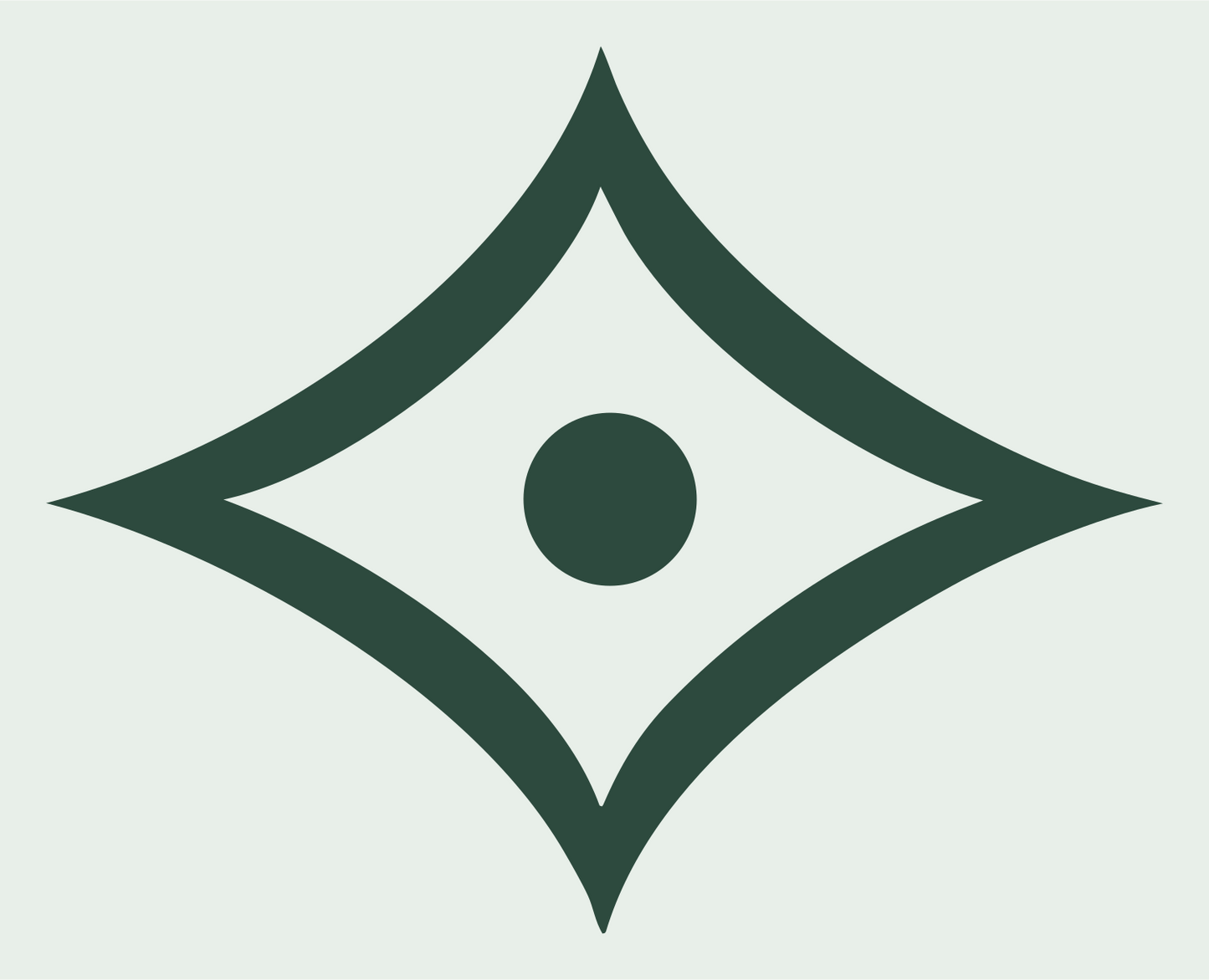 Bold Four-Point Star Eye Mark #e8efe9/#2d4a3e