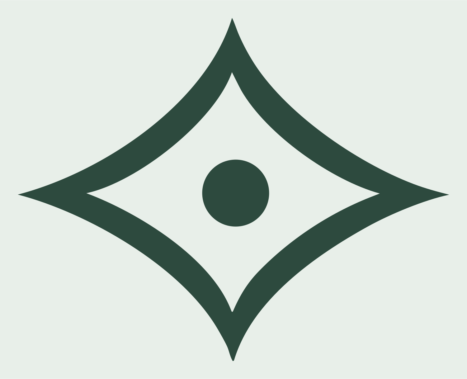 Bold Four-Point Star Eye Mark #e8efe9/#2d4a3e