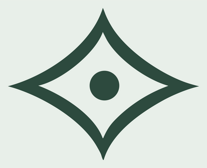 Bold Four-Point Star Eye Mark #e8efe9/#2d4a3e