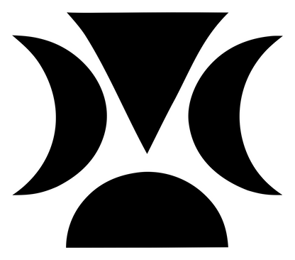 Geometric Crescent Moon Emblem #ffffff/#000000