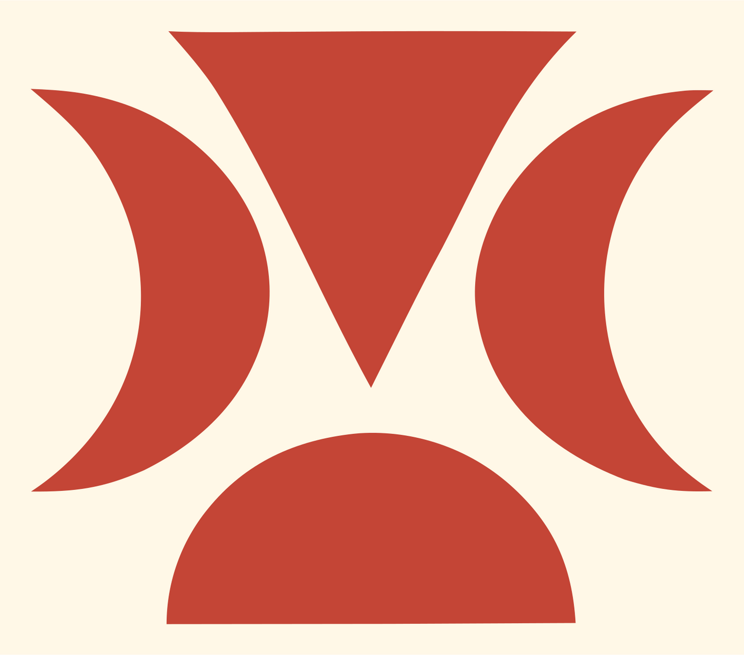 Geometric Crescent Moon Emblem #fff8e7/#c44536