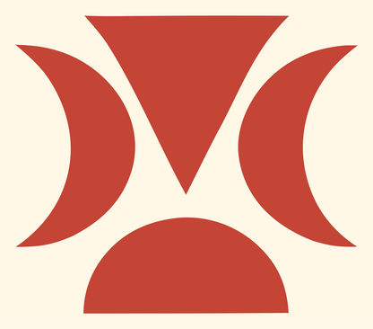 Geometric Crescent Moon Emblem #fff8e7/#c44536
