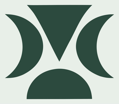 Geometric Crescent Moon Emblem #e8efe9/#2d4a3e
