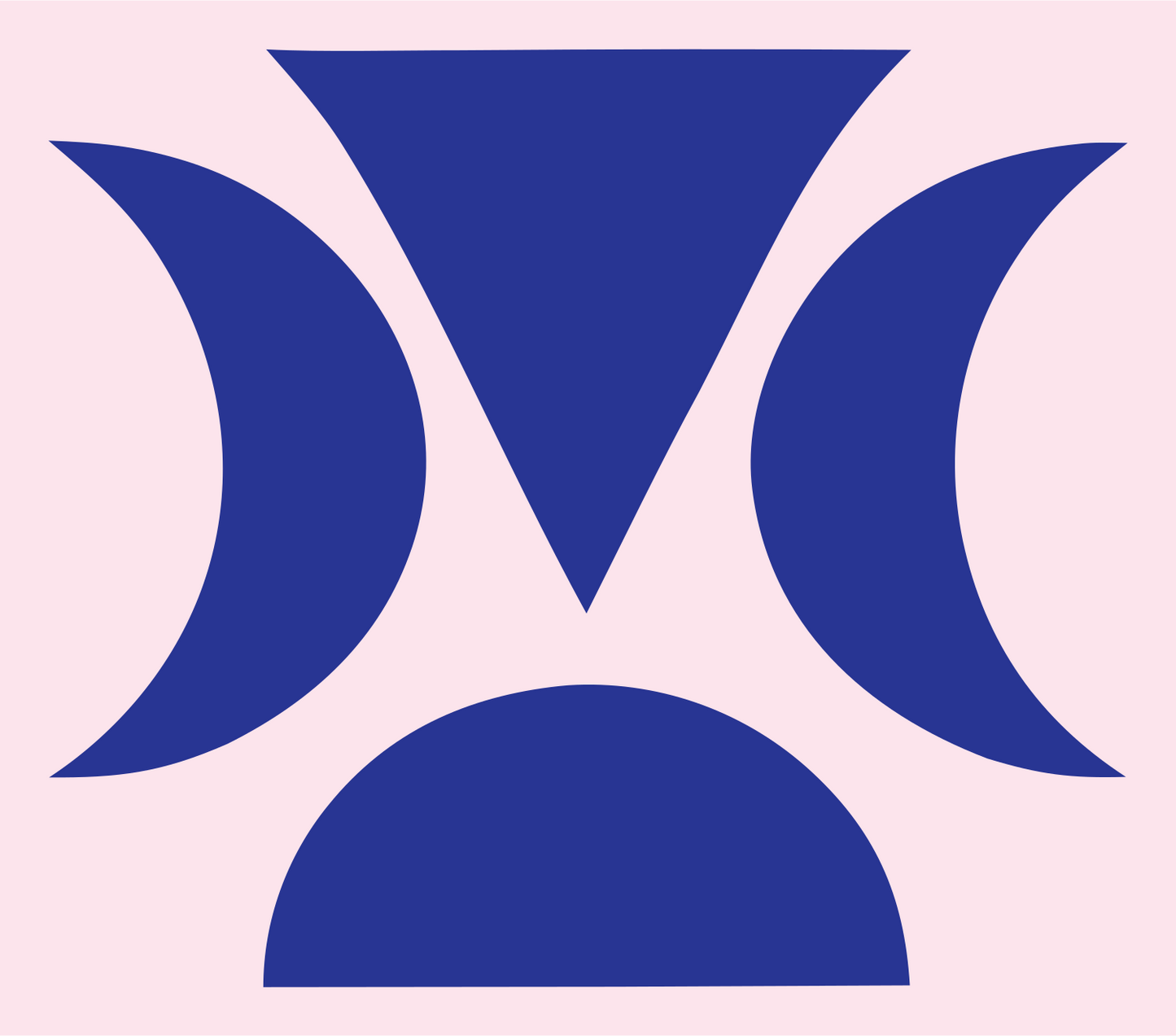 Geometric Crescent Moon Emblem #fce4ec/#283593