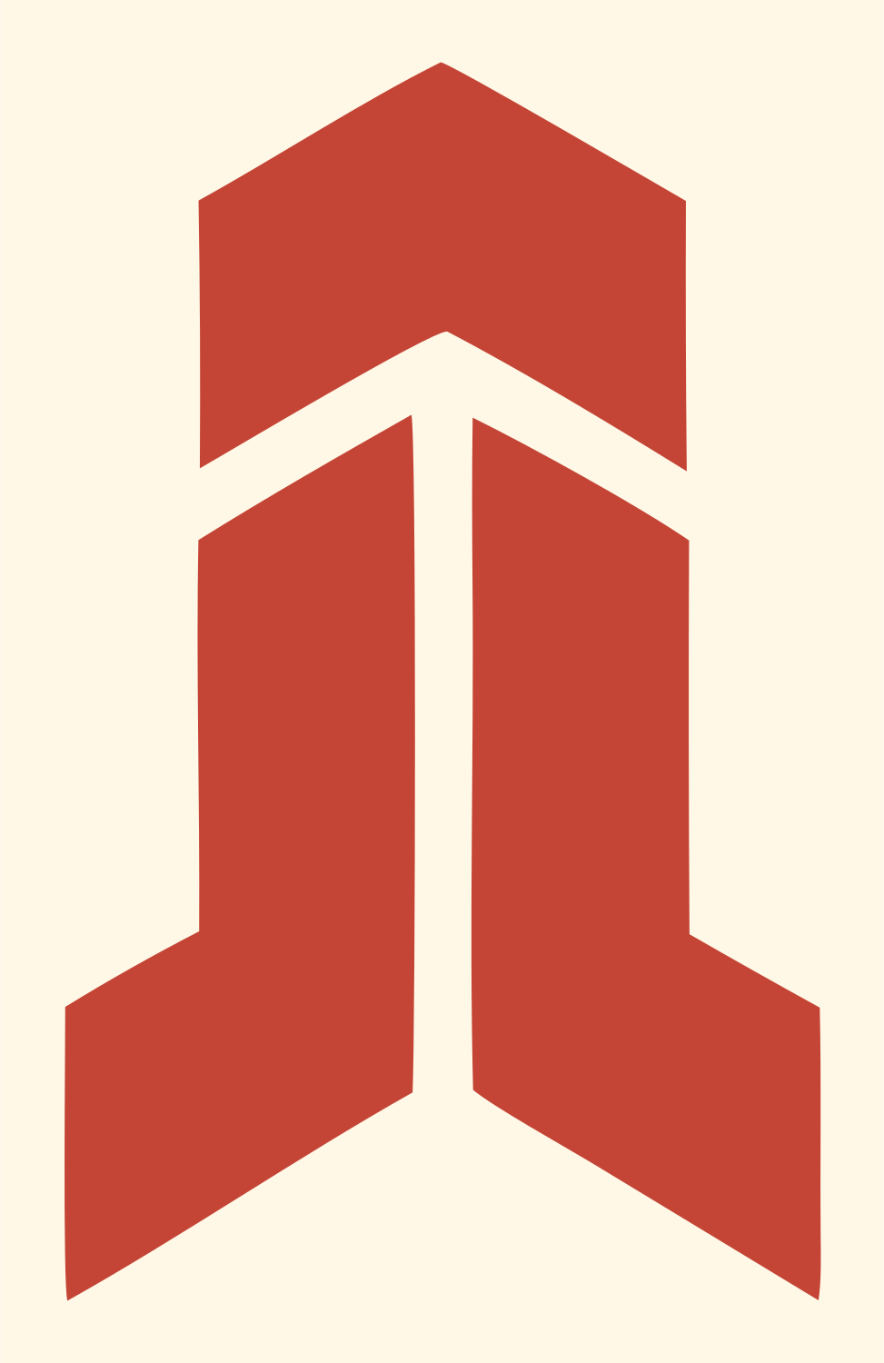 Geometric Chevron Pillar Mark #fff8e7/#c44536