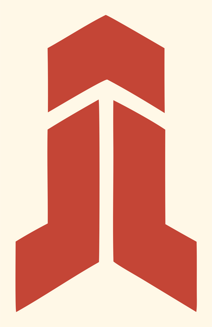 Geometric Chevron Pillar Mark #fff8e7/#c44536