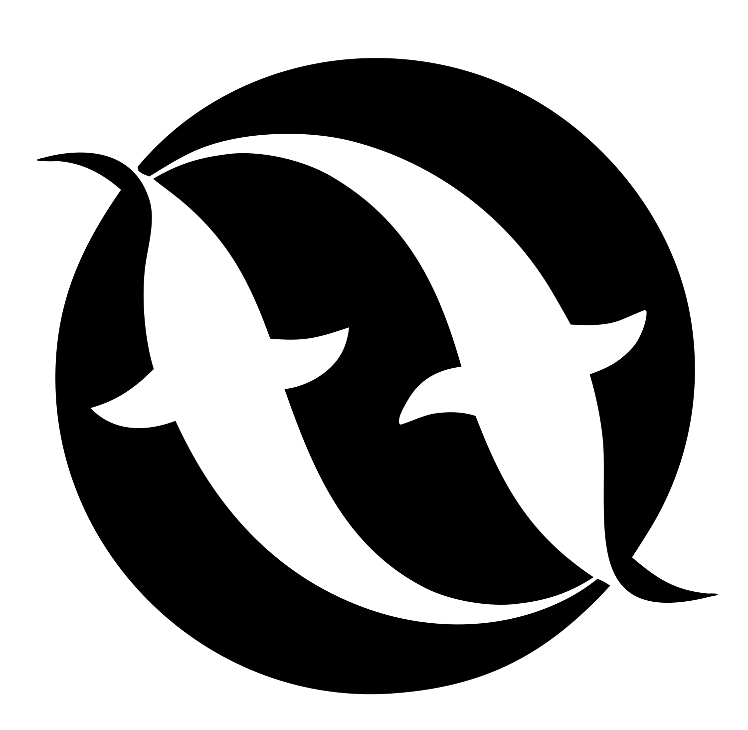Negative Space Pisces Fish Badge #ffffff/#000000