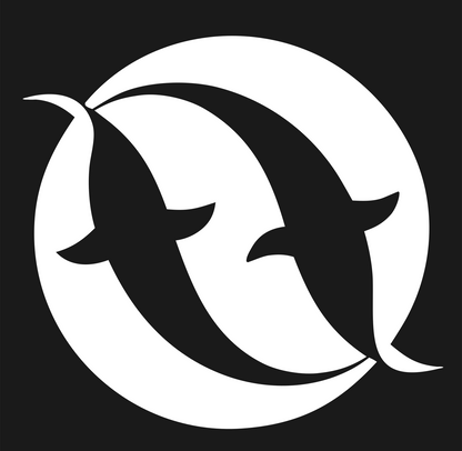 Negative Space Pisces Fish Badge #1a1a1a/#ffffff