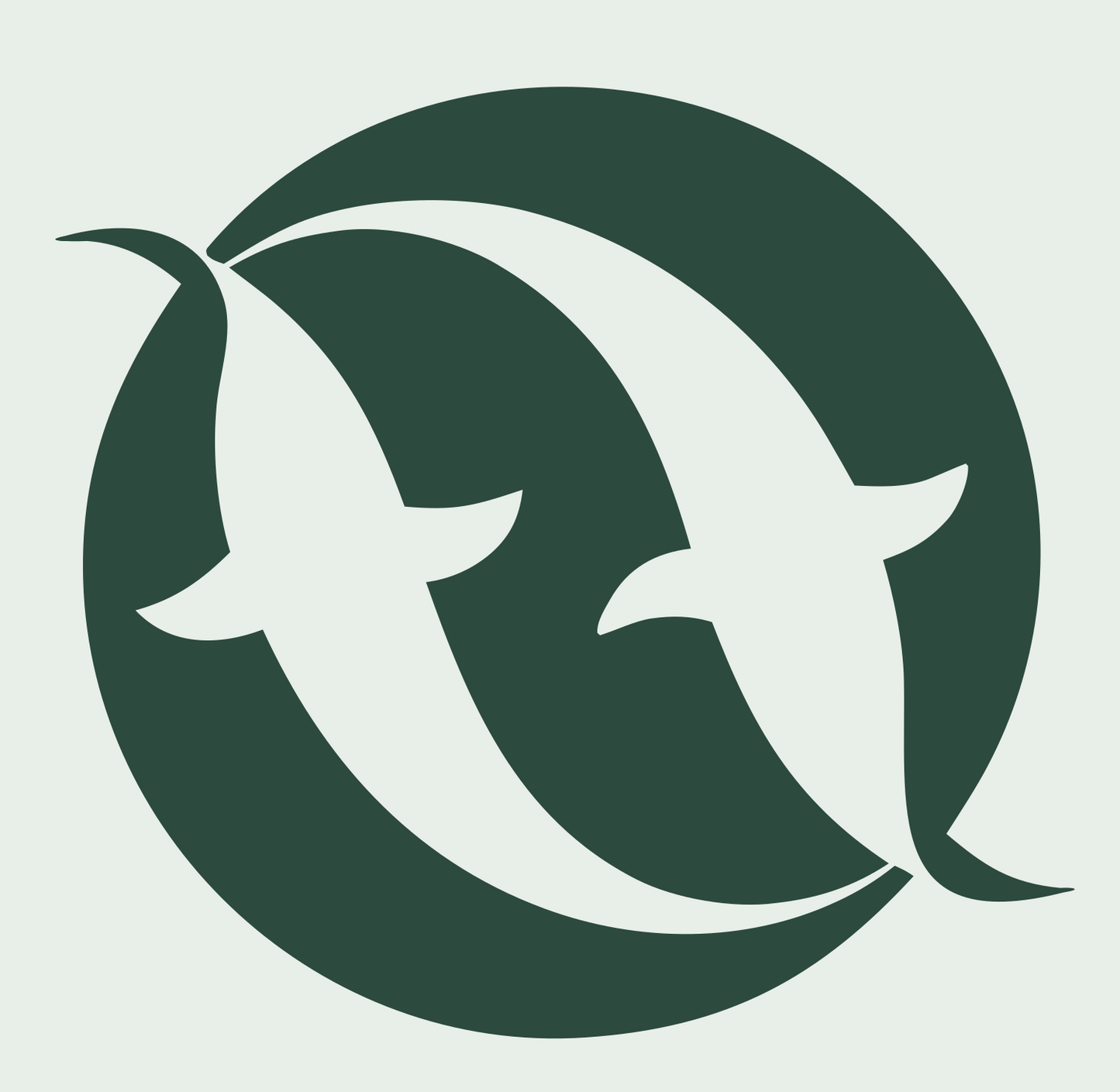 Negative Space Pisces Fish Badge #e8efe9/#2d4a3e