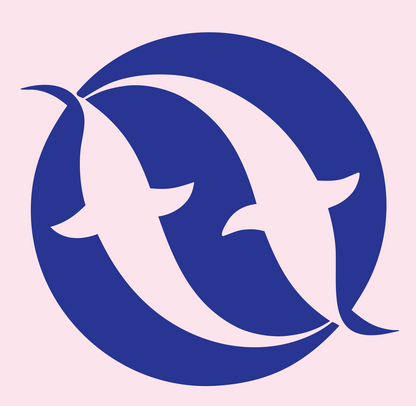 Negative Space Pisces Fish Badge #fce4ec/#283593