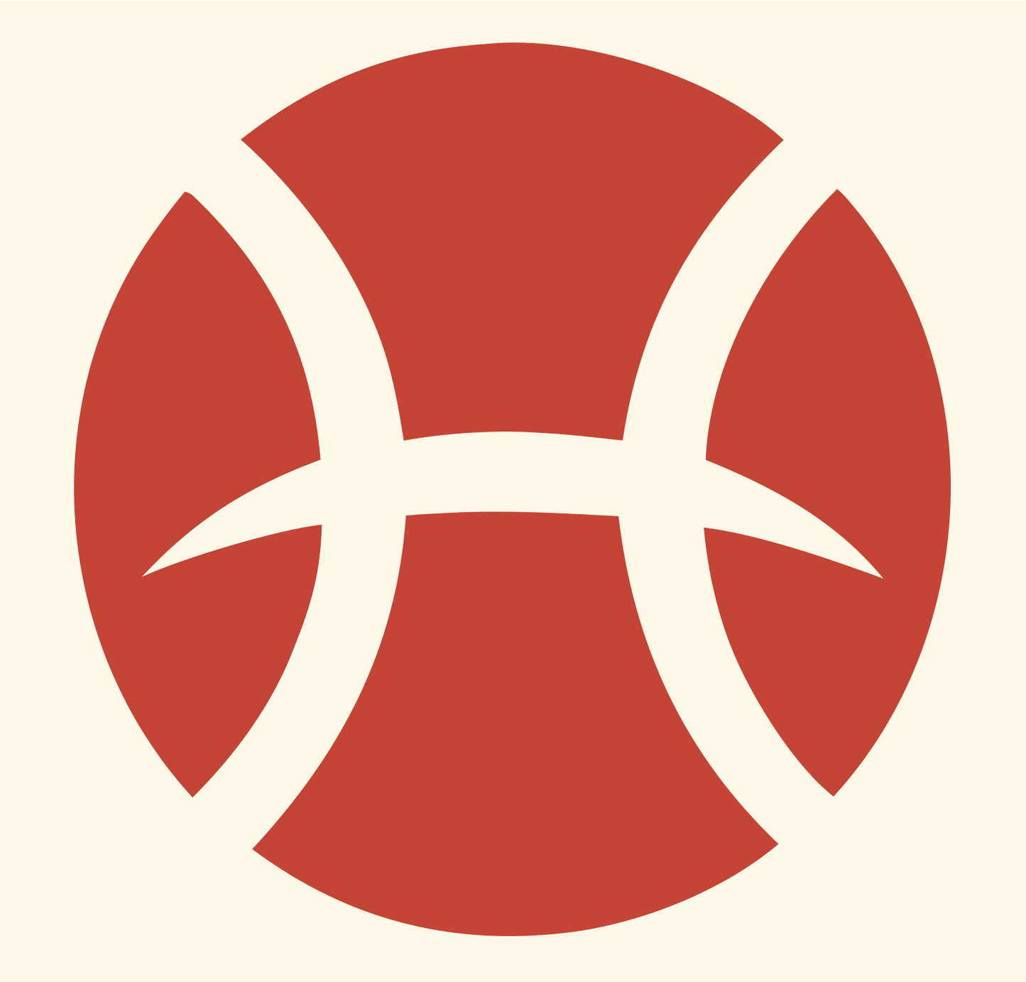 Pisces Symbol Bold Mark #fff8e7/#c44536