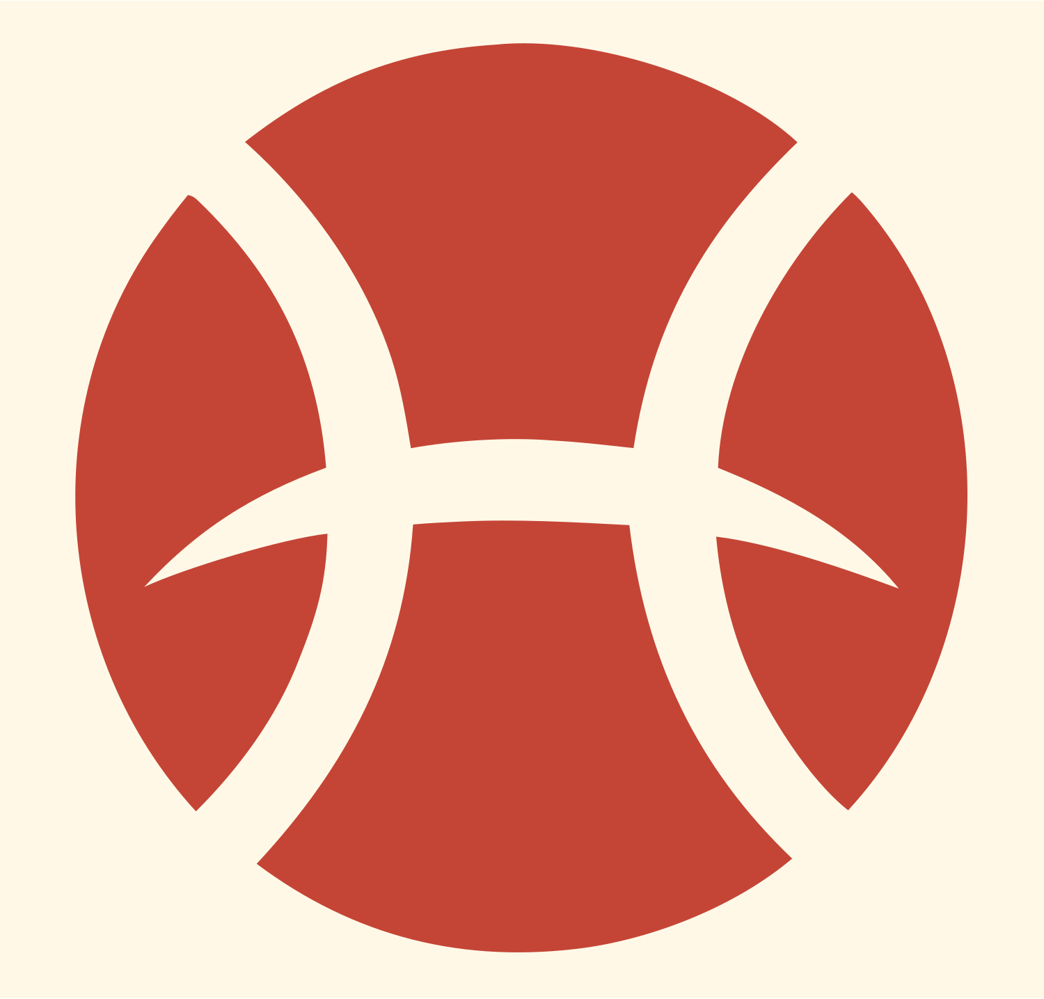 Pisces Symbol Bold Mark #fff8e7/#c44536