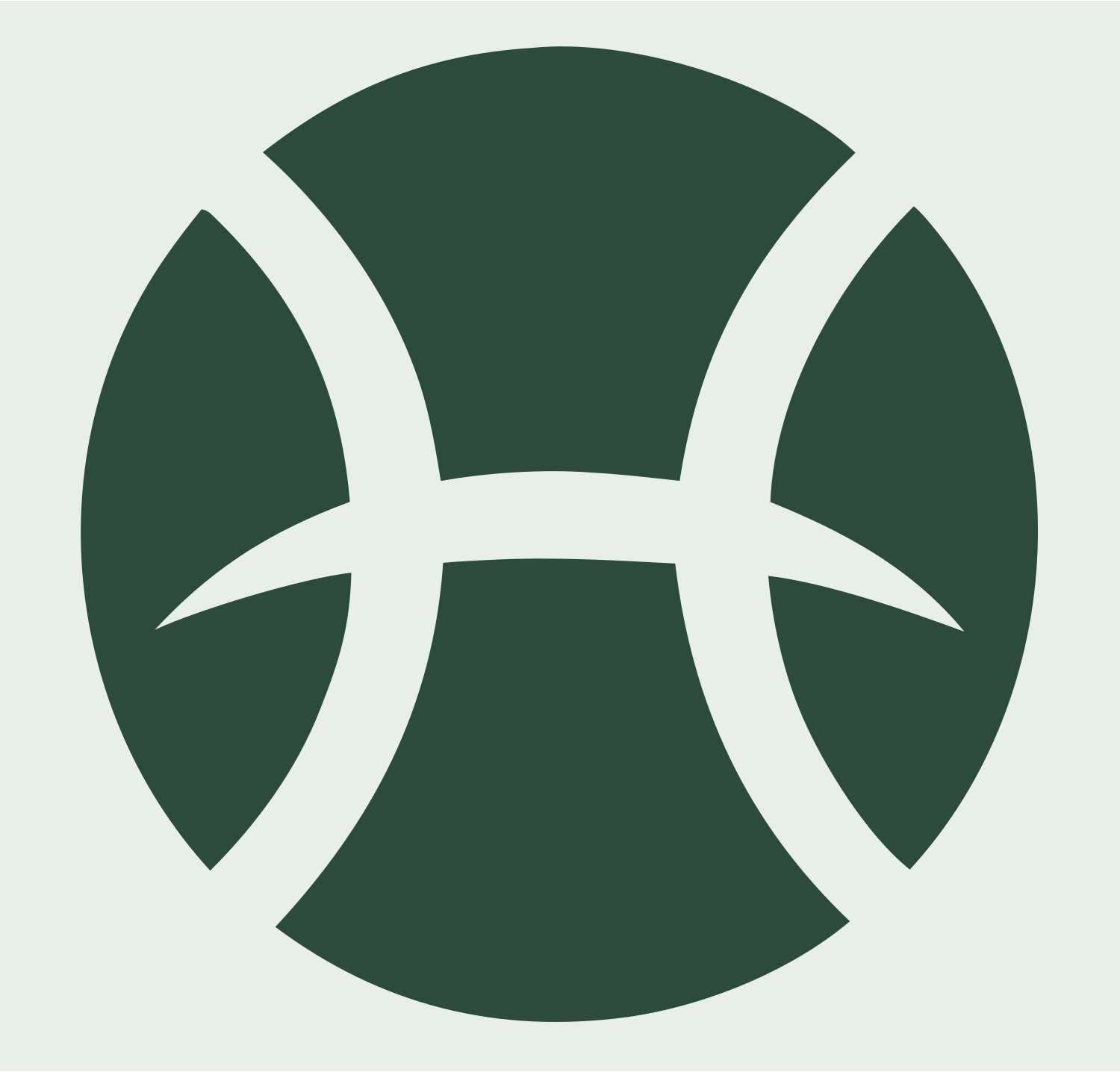 Pisces Symbol Bold Mark #e8efe9/#2d4a3e