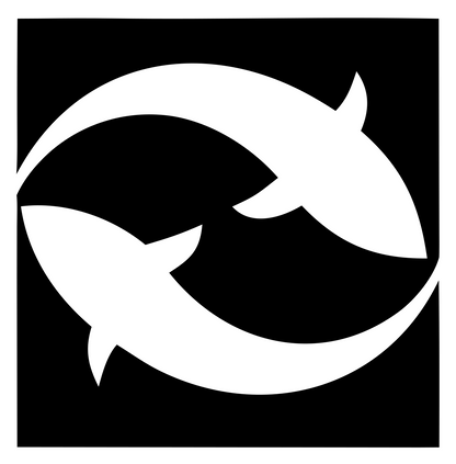 Twin Fish Pisces Emblem #ffffff/#000000