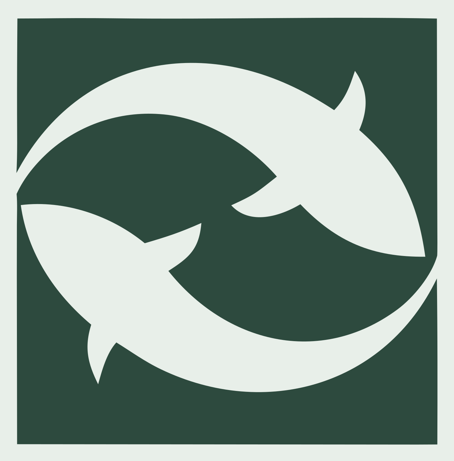 Twin Fish Pisces Emblem #e8efe9/#2d4a3e