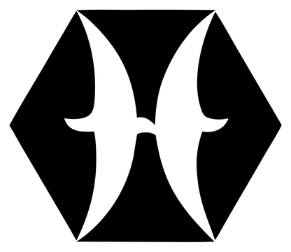 Hexagon Pisces Zodiac Icon #ffffff/#000000
