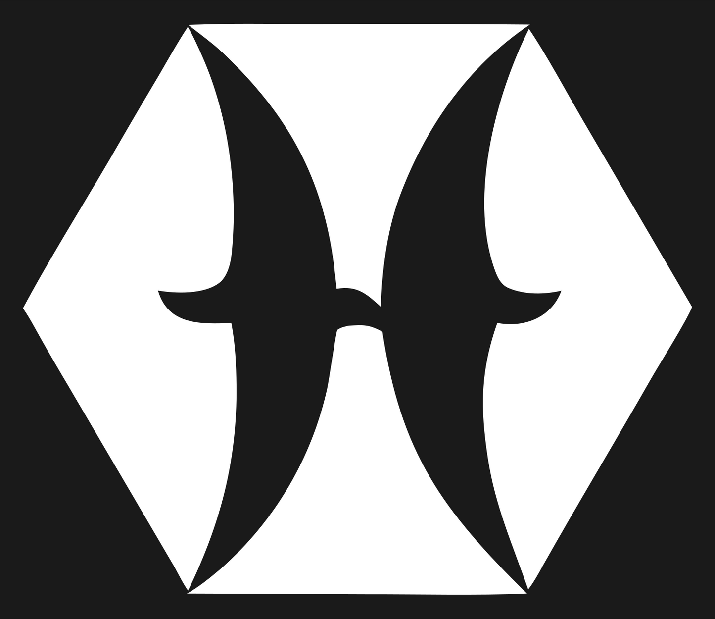 Hexagon Pisces Zodiac Icon #1a1a1a/#ffffff