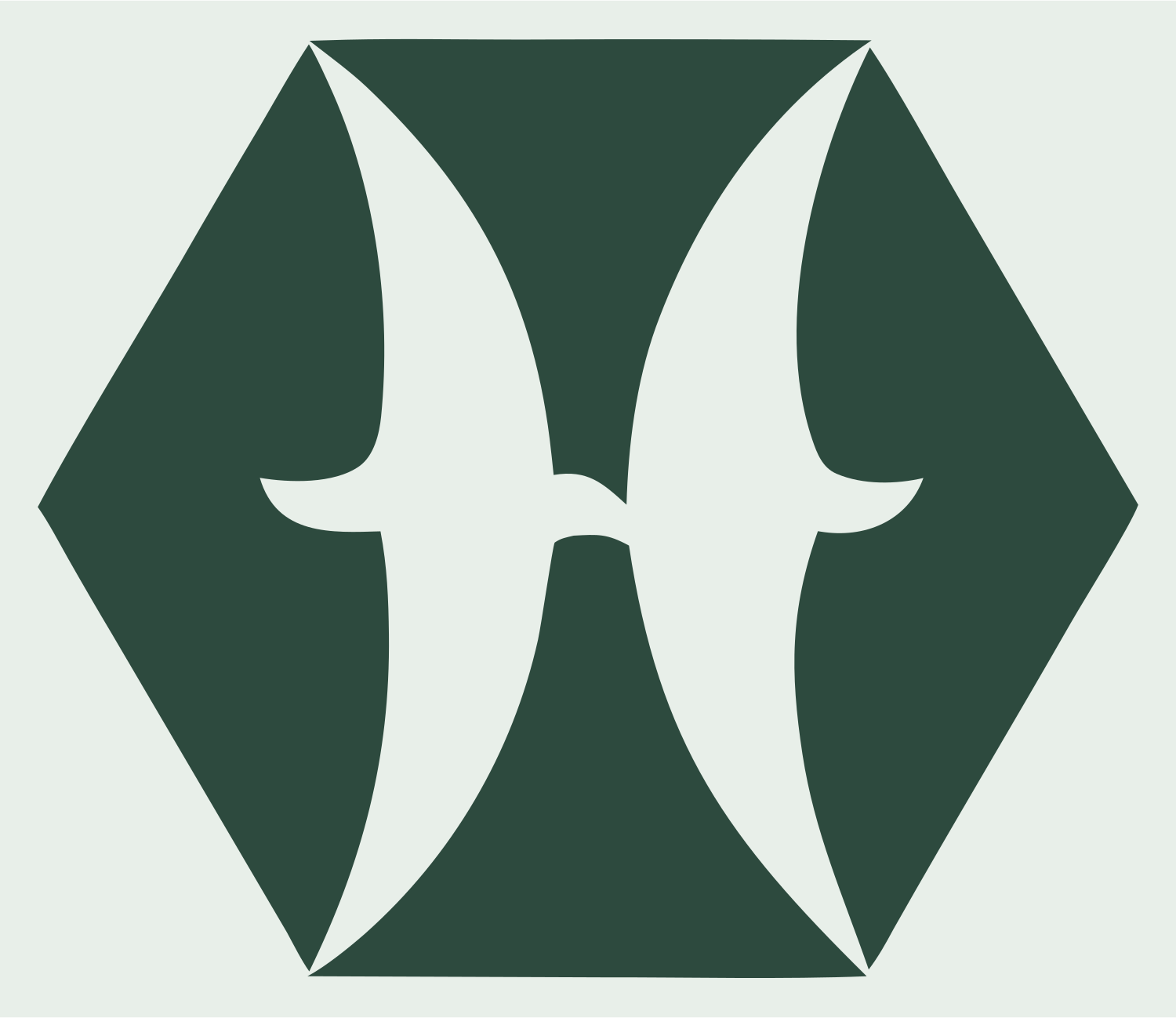 Hexagon Pisces Zodiac Icon #e8efe9/#2d4a3e