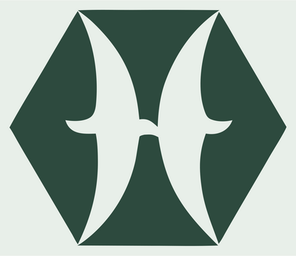 Hexagon Pisces Zodiac Icon #e8efe9/#2d4a3e