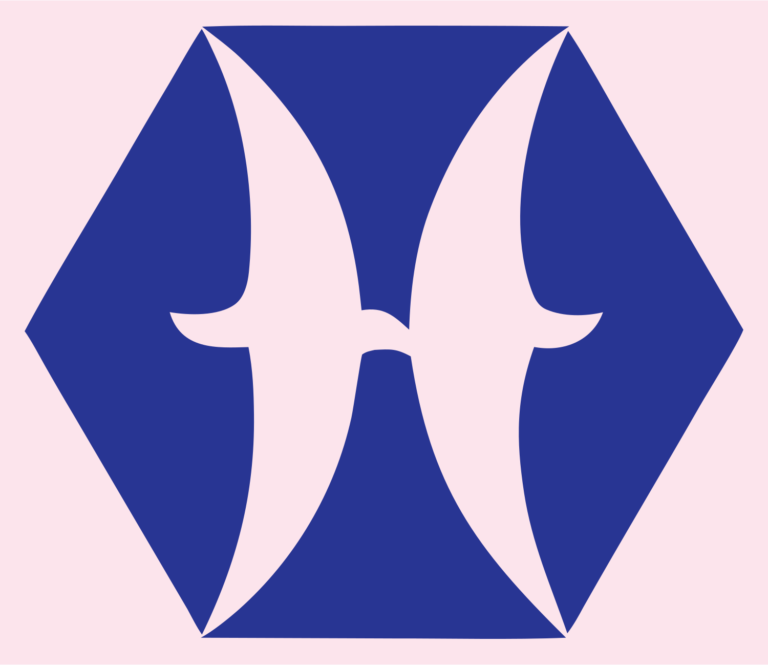 Hexagon Pisces Zodiac Icon #fce4ec/#283593