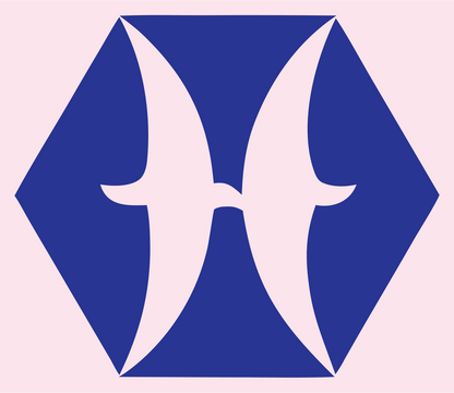 Hexagon Pisces Zodiac Icon #fce4ec/#283593