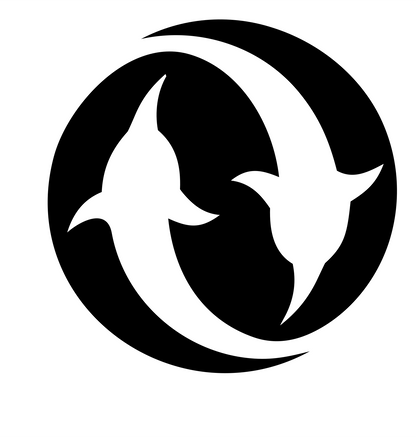 Circling Birds Pisces Crest #ffffff/#000000