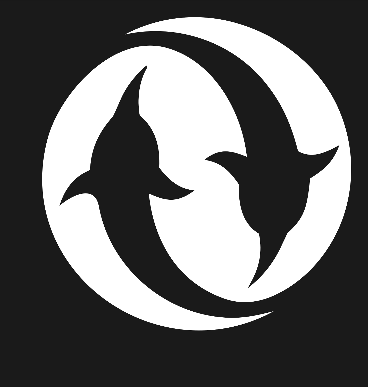 Circling Birds Pisces Crest #1a1a1a/#ffffff