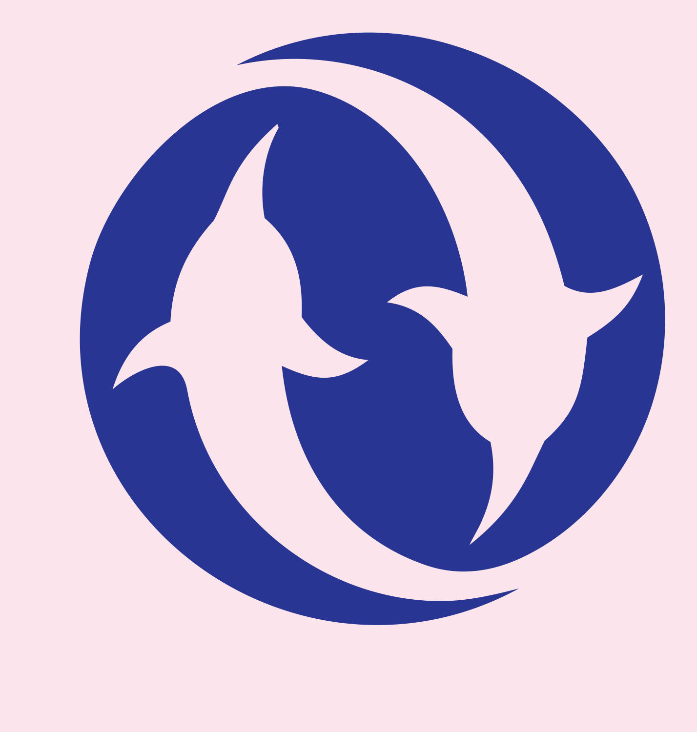 Circling Birds Pisces Crest #fce4ec/#283593