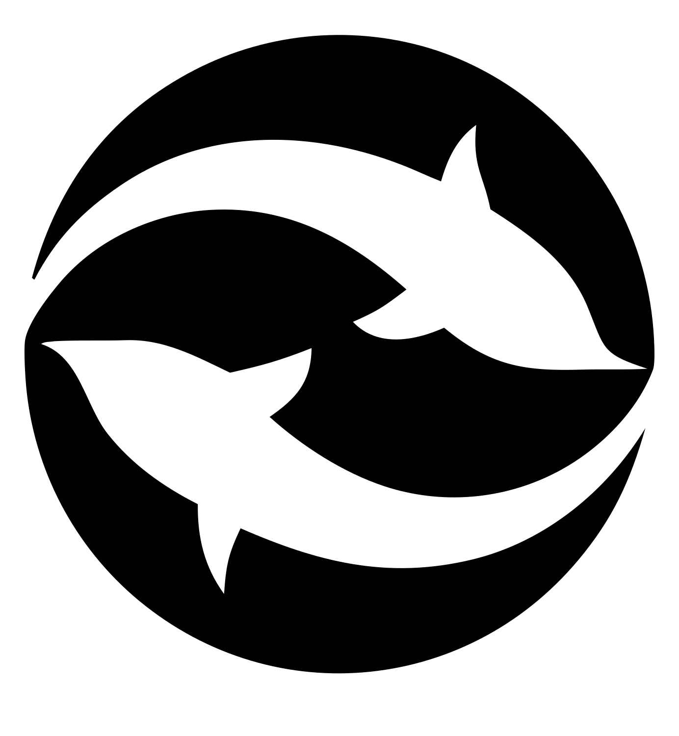 Negative Space Dual Fish Logo #ffffff/#000000