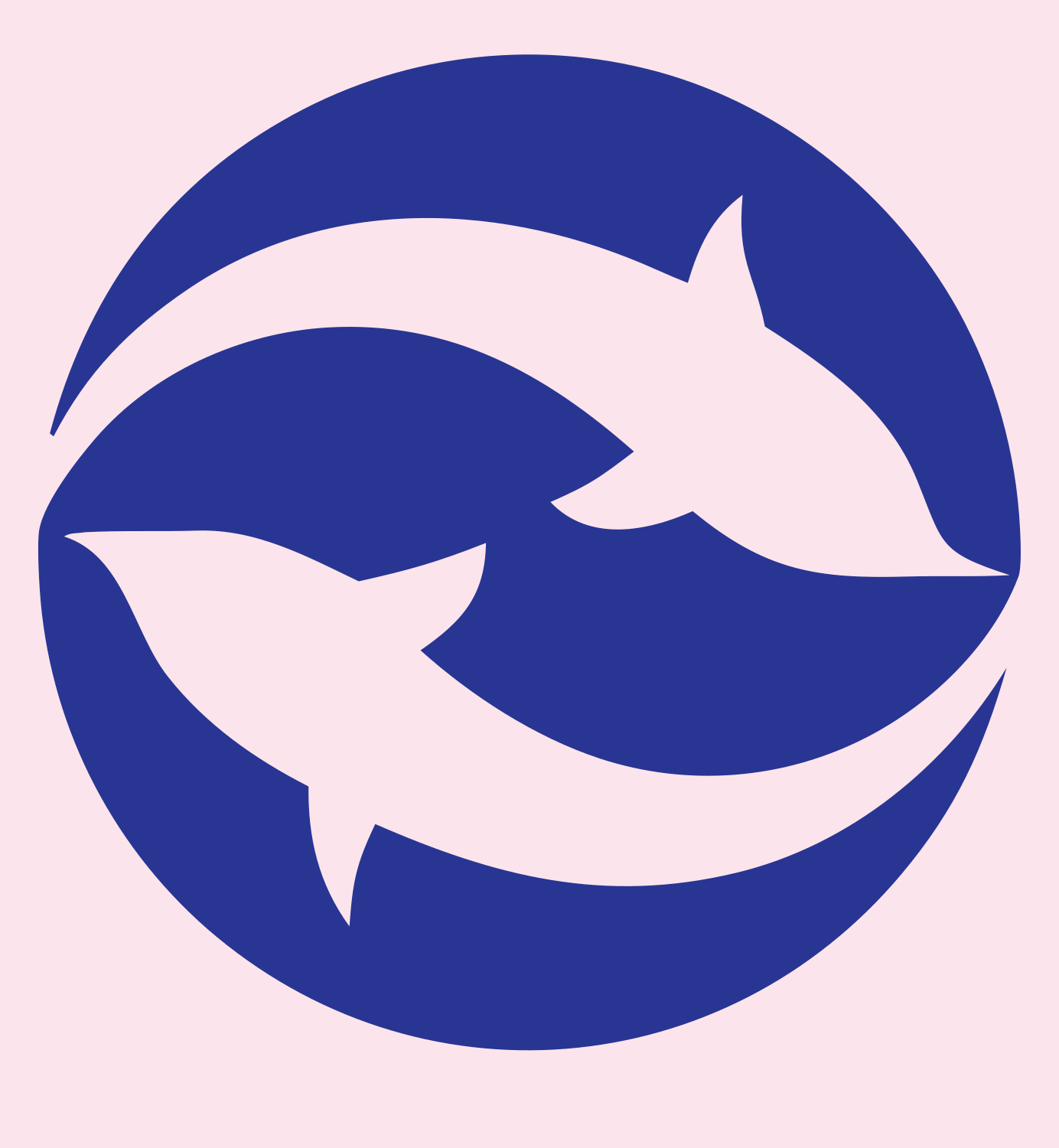 Negative Space Dual Fish Logo #fce4ec/#283593