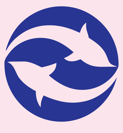 Negative Space Dual Fish Logo #fce4ec/#283593